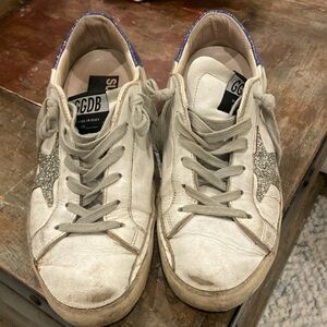 Golden Goose white and blue glitter superstar sneakers size 37